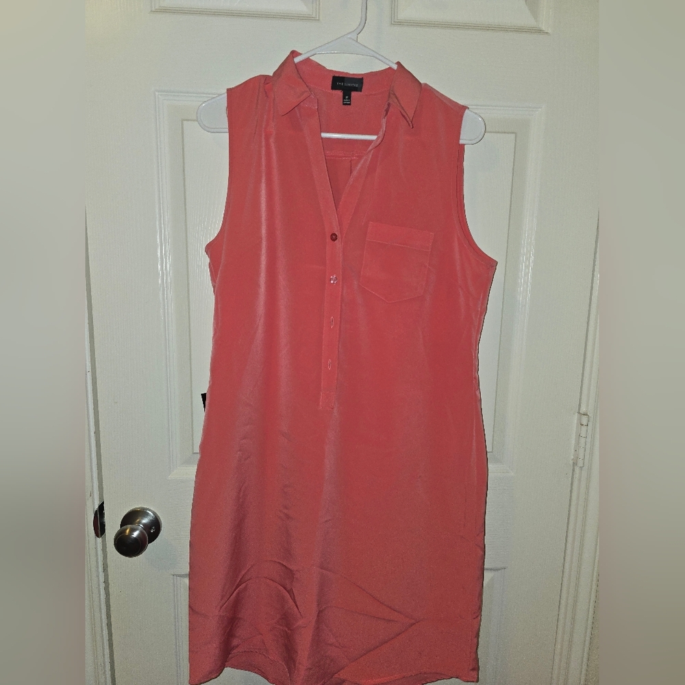 Women's Sleeveless Button-Down Top - Coral